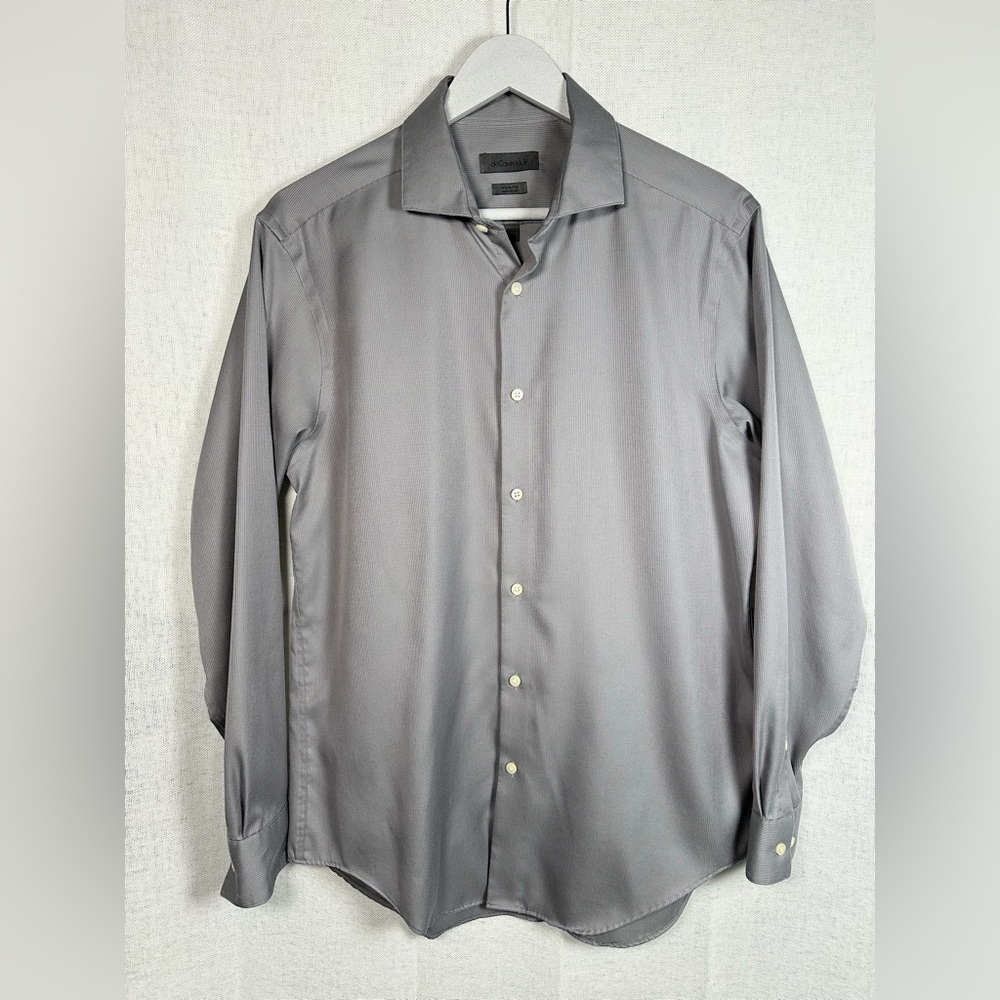 Calvin Klein Men's Grey Long-Sleeve Dress Shirt